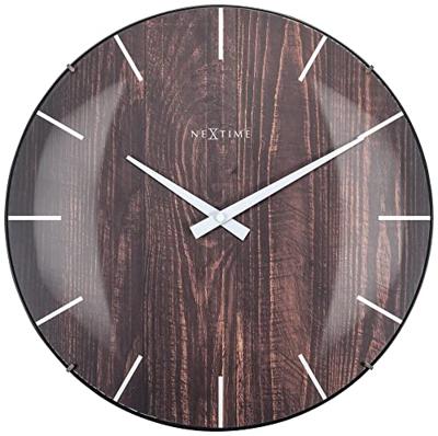 NeXtime ne-3249 wandklok edge-wood-dome dia 35cm kunststof licht bruin