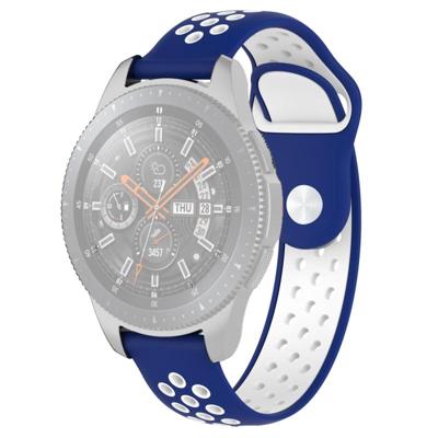 Dubbele kleur polsband horloge band voor Galaxy Watch 46mm (wit blauw)