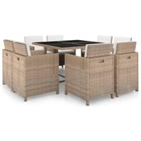 9-delige Tuinset met kussens poly rattan beige - thumbnail