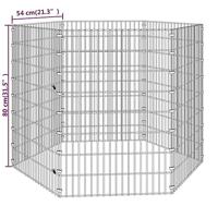 Dierenverblijf 6 panelen 54x80 cm gegalvaniseerd ijzer - thumbnail