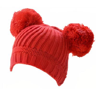 Soft Touch babymuts PomPoms junior acryl rood mt 1-2 jaar