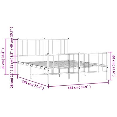 Bedframe met hoofd- en voeteneinde metaal zwart 135x190 cm