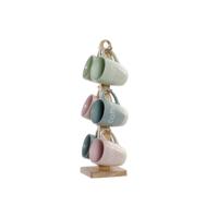 Mok DKD Home Decor Multicolour Blauw Roze Rubberwood Groen Keramiek 160 ml (3 Stuks) (7 pcs) - thumbnail