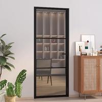 VidaXL Binnendeur 83x201,5 cm esg-glas en aluminium zwart - thumbnail