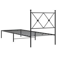 Bedframe met hoofdbord metaal zwart 75x190 cm - thumbnail