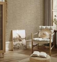Marburg Travertino Behang met gevlochten wickerlook - 33384 - thumbnail