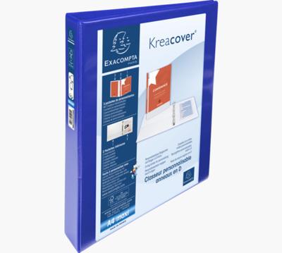 Exacompta Kreacover personaliseerbare ringmap blauw 4 ringen van 25 mm