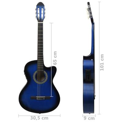 Gitaar cutaway met equalizer 6 snaren western akoestisch blauw - thumbnail