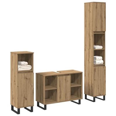 Badkamermeubelset met opslag 3 pcs Bruin Bewerkt hout