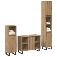 Badkamermeubelset met opslag 3 pcs Bruin Bewerkt hout - thumbnail