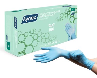 Handschoen hynex nitril bio s blauw 3.5gr 100st