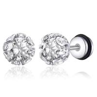 Mendes Oorknoppen RVS zilverkleurig - Transparante Zirconia 8-Klauw - thumbnail