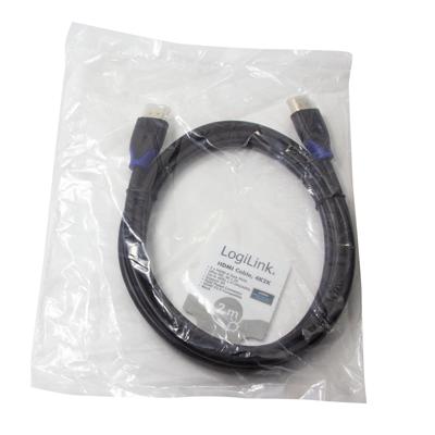 LogiLink CH0062 HDMI-kabel HDMI Aansluitkabel HDMI-A-stekker, HDMI-A-stekker 2.00 m Zwart 4K UHD, Audio Return Channel (ARC), Vergulde steekcontacten