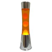 Lavalamp zilver met oranje vloeistof en oranje lava - thumbnail