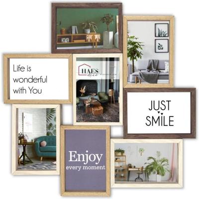 Haes Deco Houten Multi Fotolijst / Galerie Alvesta in bruin tinten voor 8 foto's 10x15 (formaat 44 x 44 cm) - MP160