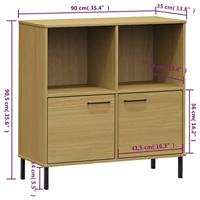 Boekenkast met metalen poten OSLO 90x35x90,5 cm hout bruin - thumbnail