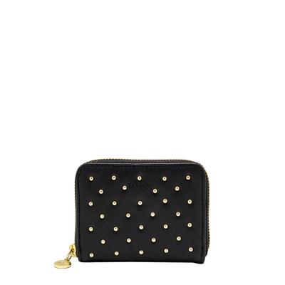 Leren dames portemonnee - zwart studs - MŌSZ Sophie