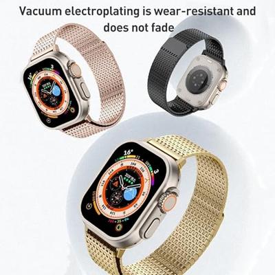 By Qubix - Stainless Steel Loop band - Goud - Extra strong - Compatible met Apple Watch 44mm / 45mm / 46mm / 49mm - Compatible Apple watch bandjes