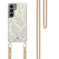 Samsung Galaxy S24 Plus hoesje met beige koord - Palm leaves beige - thumbnail
