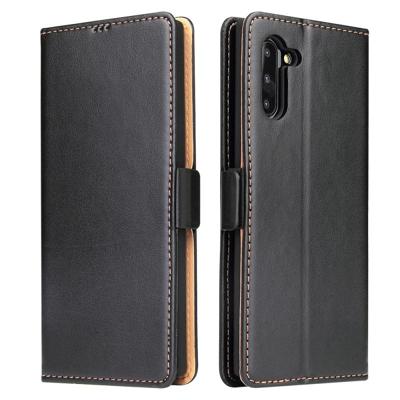 Voor Galaxy Note10 dermis textuur PU + TPU horizontale Flip lederen draagtas met houder & kaartsleuven & portemonnee (zwart)