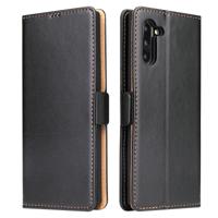Voor Galaxy Note10 dermis textuur PU + TPU horizontale Flip lederen draagtas met houder & kaartsleuven & portemonnee (zwart) - thumbnail
