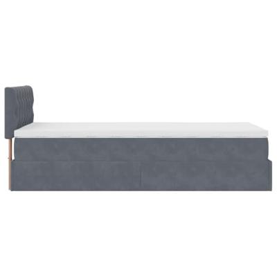 Ottoman bed met matras 100x200 cm fluweel donkergrijs