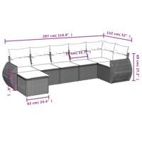 7-delige Loungeset met kussens poly rattan beige - thumbnail