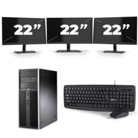 HP Compaq 8100 Elite CMT Tower - Intel Core i3-1e Generatie - 8GB RAM - 256GB SSD - Windows 10 + 3x 22 inch Monitor - thumbnail