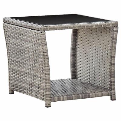 Salontafel 45x45x40 cm poly rattan en glas grijs Salontafel 45x45x40 cm poly rattan en glas grijs