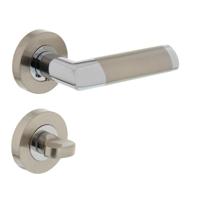 Deurkruk 1685 Nicol op rond rozet 7mm nokken met WC8mm chroom/nikkel mat - thumbnail