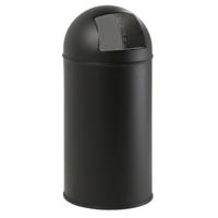 Eko vuilbak met push-deksel 40 l, mat RVS, zwart - thumbnail