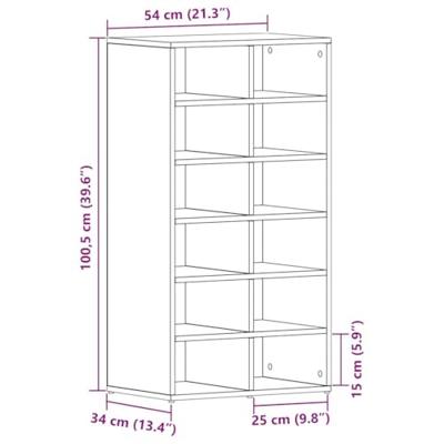 Schoenenrek 54x34x100,5 cm spaanplaat zwart eikenkleurig