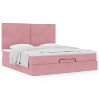 Ottoman bed met matrassen 120x200cm fluweel roze - thumbnail