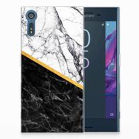 Sony Xperia XZs | XZ TPU Siliconen Hoesje Marmer Wit Zwart - Origineel Cadeau Man - thumbnail