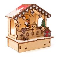 Small Foot houten decoratie kerstmarkt met lampjes, set van 3 - thumbnail