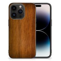 iPhone 15 Pro Houten Print Telefoonhoesje Donker Hout - thumbnail