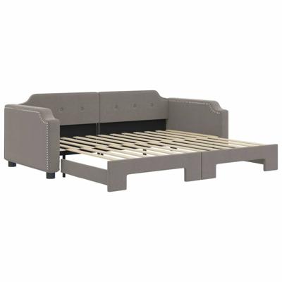Slaapbank met onderschuifbed 90x200 cm stof taupe