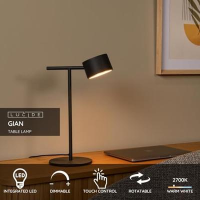 Lucide GIAN - Tafellamp - LED Dimb. - 1x9W 2700K - Zwart