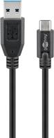 Goobay 71221 SuperSpeed 3.1 USB C -> USB 3.0 (type A) oplaadkabel, datakabel, ondersteunt opladen & Sync, 3-voudig afgeschermd, 2 m, zwart - thumbnail