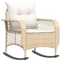 Tuinschommelstoel met kussens poly rattan beige - thumbnail