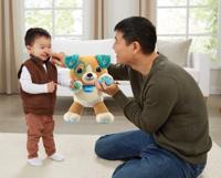 VTech knuffel mijn interactieve puppy pluche bruin turquoise - thumbnail