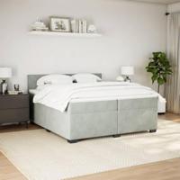 Boxspring met matras fluweel lichtgrijs 200x200 cm - thumbnail