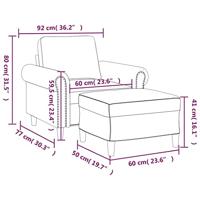 Fauteuil met voetenbank 60 cm fluweel crèmekleurig - thumbnail