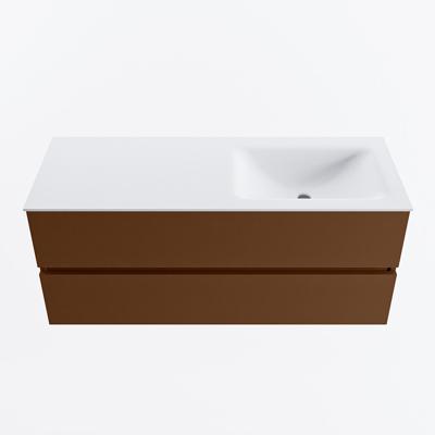 MONDIAZ VICA 120cm badmeubel onderkast Rust 2 lades. Wastafel CLOUD rechts zonder kraangat, kleur Talc.