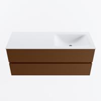 MONDIAZ VICA 120cm badmeubel onderkast Rust 2 lades. Wastafel CLOUD rechts zonder kraangat, kleur Talc. - thumbnail