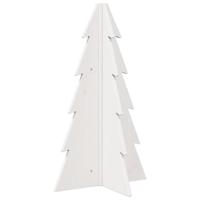Kerstdecoratie kerstboom 69,5 cm massief grenenhout wit - thumbnail