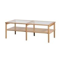 Olivine Boris Eikenhouten Salontafel met Glazen Tafelblad - Naturel - thumbnail