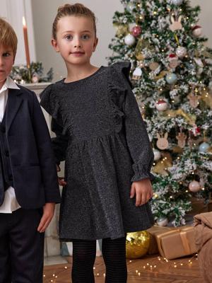 Glanzende jersey jurk antraciet