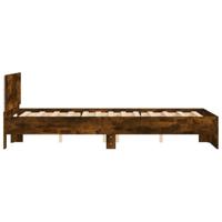 Bedframe met hoofdeinde en LED gerookt eikenkleurig 140x190 cm - thumbnail