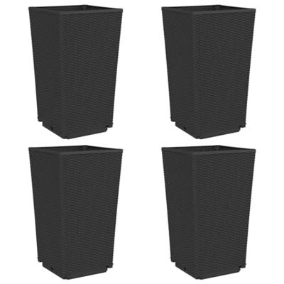Plantenbakken 4 st 32,5x32,5x57 cm polypropeen zwart